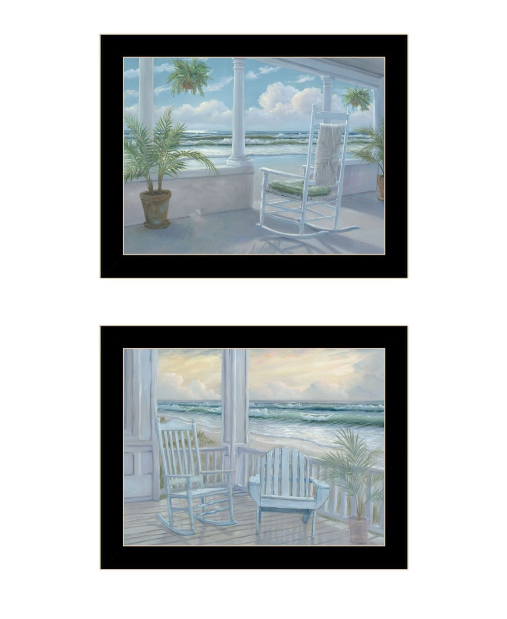 HomeRoots Set of Two Coastal Porch Wall Art - Black Framed Serenity for Stylish Home Décor & Relaxation 568597