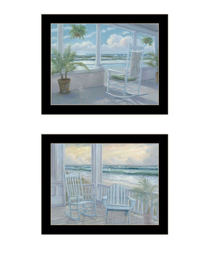 HomeRoots Set of Two Coastal Porch Wall Art - Black Framed Serenity for Stylish Home Décor & Relaxation 568597