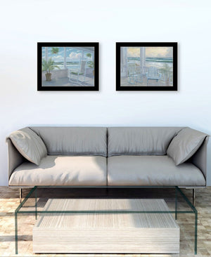HomeRoots Set of Two Coastal Porch Wall Art - Black Framed Serenity for Stylish Home Décor & Relaxation 568597