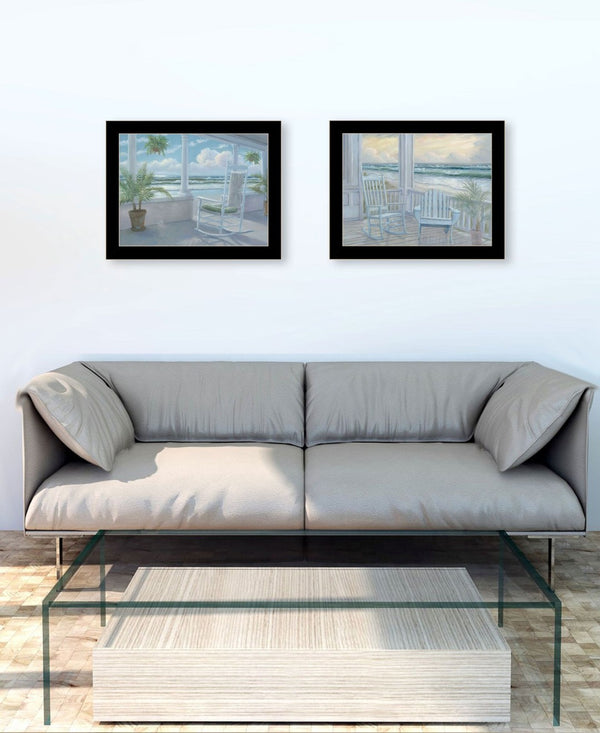 HomeRoots Set of Two Coastal Porch Wall Art - Black Framed Serenity for Stylish Home Décor & Relaxation 568597