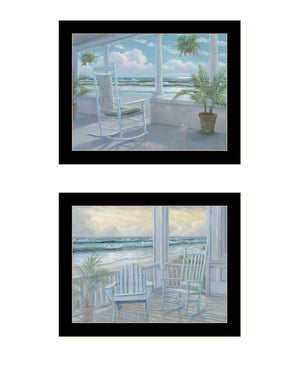 HomeRoots Set of Two Coastal Porch Wall Art - Black Framed Serenity for Stylish Home Décor & Relaxation 568597