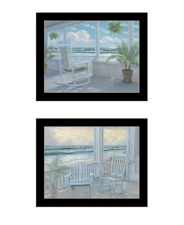 HomeRoots Set of Two Coastal Porch Wall Art - Black Framed Serenity for Stylish Home Décor & Relaxation 568597