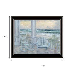 HomeRoots Set of Two Coastal Porch Art Prints – Relaxing Black Framed Decor for Modern Home & Beach Vibes 568598