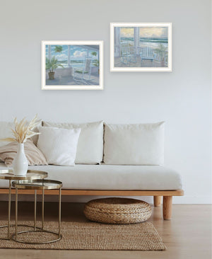 HomeRoots Set of Two Coastal-Inspired White Framed Wall Art Prints for a Relaxed Beachy Vibe in Any Space 568599