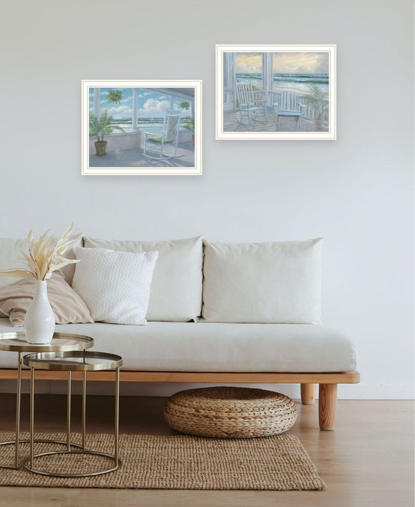 HomeRoots Set of Two Coastal-Inspired White Framed Wall Art Prints for a Relaxed Beachy Vibe in Any Space 568599