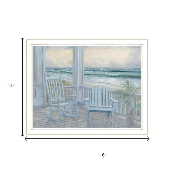 HomeRoots Set of Two Coastal-Inspired White Framed Wall Art Prints for a Relaxed Beachy Vibe in Any Space 568599