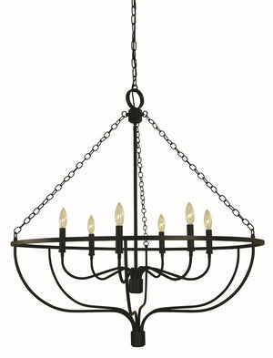 Framburg 6-light Elegant Town Dining Chandelier - Usa-made Fixture With A Unique Masculine And Feminine Design Matte Black Metal 5686 Mblack