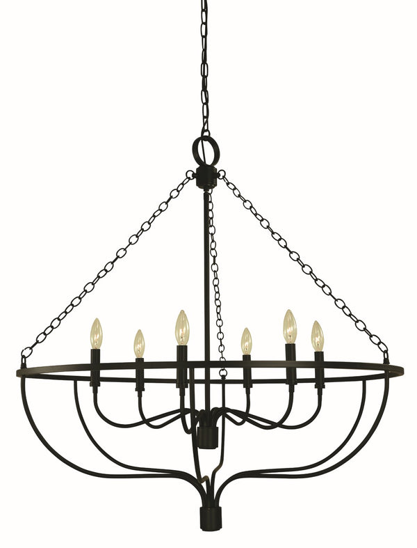 Framburg 6-light Elegant Town Dining Chandelier - Usa-made Fixture With A Unique Masculine And Feminine Design Matte Black Metal 5686 Mblack