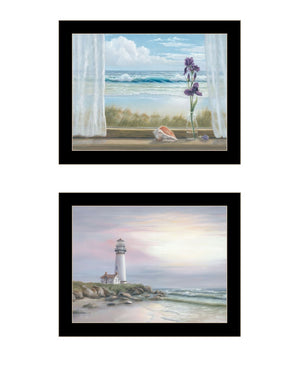 HomeRoots Set of Two Framed Lighthouse at Sunset Prints – Coastal Wall Art for Home or Office Decor 568601