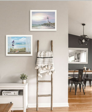 HomeRoots Set of Two Framed Lighthouse Sunset Prints – Coastal Wall Art for Nautical Home Décor & Spaces 568603