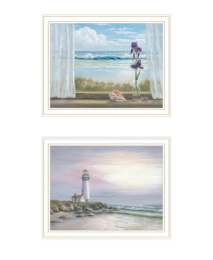 HomeRoots Set of Two Framed Lighthouse Sunset Prints – Coastal Wall Art for Nautical Home Décor & Spaces 568603