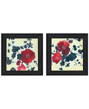 HomeRoots Set of Two Japanese Blossoms I Elegant Black Framed Wall Art for Modern Home Décor & Gallery Display 568604