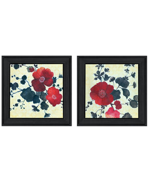 HomeRoots Set of Two Japanese Blossoms I Elegant Black Framed Wall Art for Modern Home Décor & Gallery Display 568604