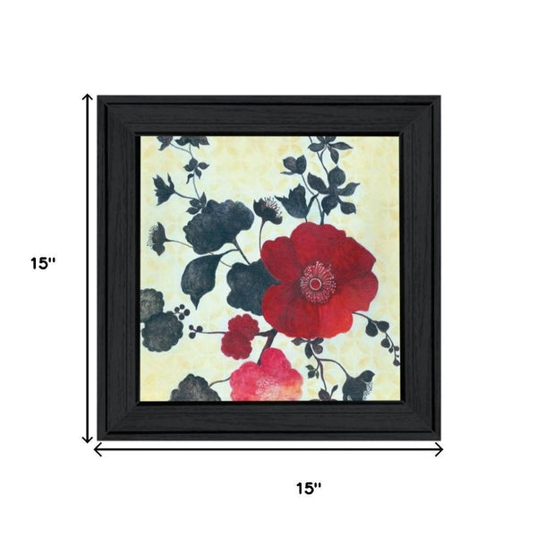 HomeRoots Set of Two Japanese Blossoms I Elegant Black Framed Wall Art for Modern Home Décor & Gallery Display 568604