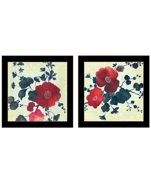 HomeRoots Set Of Two Japanese Blossoms I Elegant Black Framed Wall Art for Modern Home Decor & Style 568605