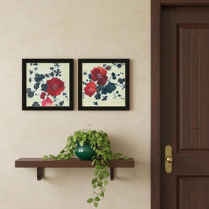 HomeRoots Set Of Two Japanese Blossoms I Elegant Black Framed Wall Art for Modern Home Decor & Style 568605
