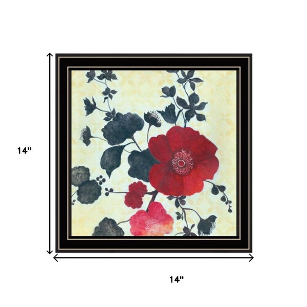 HomeRoots Set of Two Japanese Blossoms Wall Art Prints in Black Frames – Modern Floral Decor for Any Space 568606