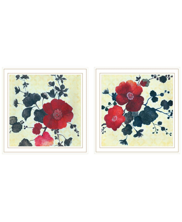 HomeRoots Set of Two Japanese Blossoms Framed Wall Art - Elegant Floral Prints for Modern Home Décor 568607
