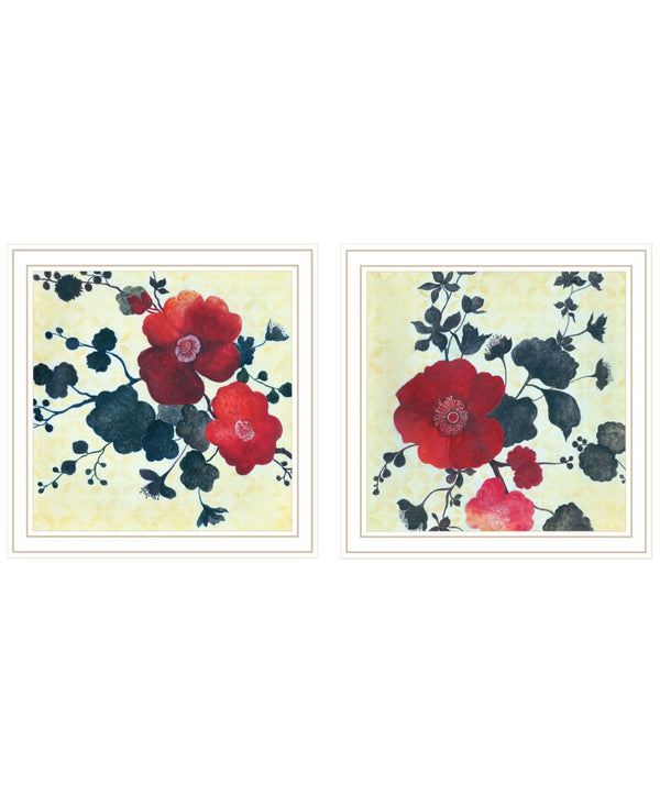 HomeRoots Set of Two Japanese Blossoms Framed Wall Art - Elegant Floral Prints for Modern Home Décor 568607