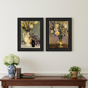 HomeRoots Set of Two Framed Abstract Tulip & Lavender Vases Wall Art - Modern Botanical Decor for Any Space 568608