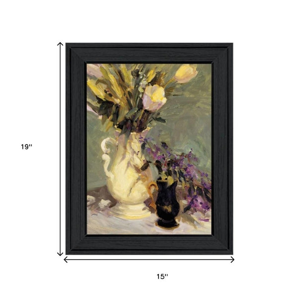HomeRoots Set of Two Framed Abstract Tulip & Lavender Vases Wall Art - Modern Botanical Decor for Any Space 568608