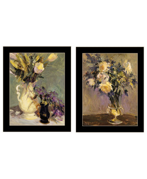 HomeRoots Set of Two Framed Abstract Floral Prints - Modern Tulips & Lavender Wall Art for Stylish Decor 568609
