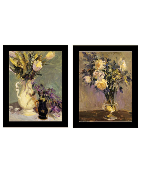 HomeRoots Set of Two Framed Abstract Floral Prints - Modern Tulips & Lavender Wall Art for Stylish Decor 568609