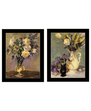 HomeRoots Set of Two Framed Abstract Floral Prints - Modern Tulips & Lavender Wall Art for Stylish Decor 568609