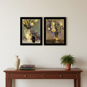 HomeRoots Set of Two Framed Abstract Floral Prints - Modern Tulips & Lavender Wall Art for Stylish Decor 568609