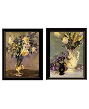 HomeRoots Set of Two Framed Abstract Floral Art Pieces - Vibrant Tulips & Lavender for Modern Decor 568610