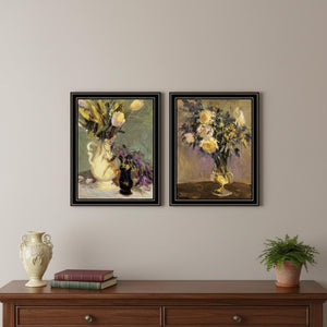 HomeRoots Set of Two Framed Abstract Floral Art Pieces - Vibrant Tulips & Lavender for Modern Decor 568610