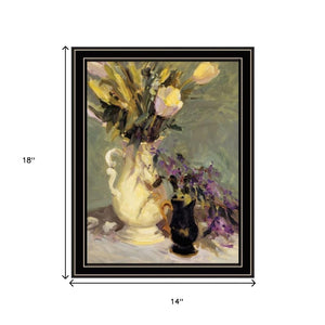 HomeRoots Set of Two Framed Abstract Floral Art Pieces - Vibrant Tulips & Lavender for Modern Decor 568610