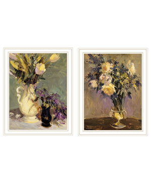 HomeRoots Set of Two Framed Abstract Floral Vases – Modern Tulips & Lavender Wall Art for Elegant Décor 568611