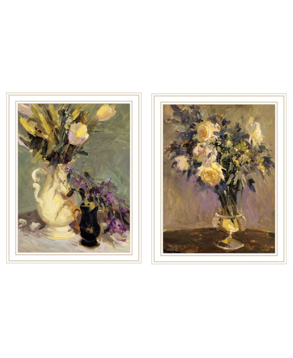 HomeRoots Set of Two Framed Abstract Floral Vases – Modern Tulips & Lavender Wall Art for Elegant Décor 568611