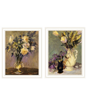 HomeRoots Set of Two Framed Abstract Floral Vases – Modern Tulips & Lavender Wall Art for Elegant Décor 568611