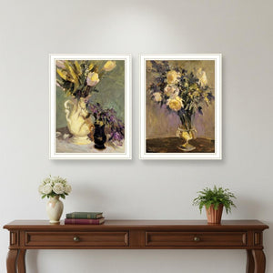 HomeRoots Set of Two Framed Abstract Floral Vases – Modern Tulips & Lavender Wall Art for Elegant Décor 568611
