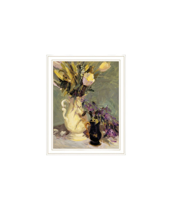 HomeRoots Set of Two Framed Abstract Floral Vases – Modern Tulips & Lavender Wall Art for Elegant Décor 568611