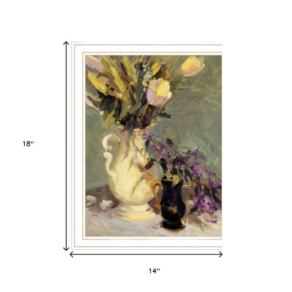 HomeRoots Set of Two Framed Abstract Floral Vases – Modern Tulips & Lavender Wall Art for Elegant Décor 568611