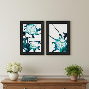 HomeRoots Set of Two Abstract Ocean Wall Art Prints in Black Frames - Elevate Your Home Décor Today! 568612