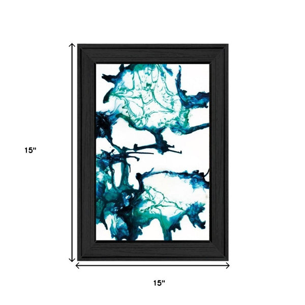 HomeRoots Set of Two Abstract Ocean Wall Art Prints in Black Frames - Elevate Your Home Décor Today! 568612
