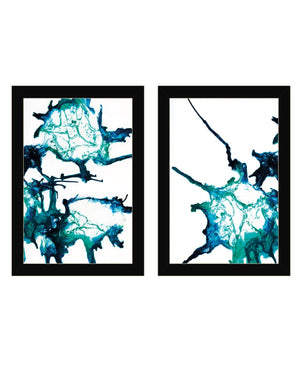 HomeRoots Set of Two Framed Abstract Ocean Art Prints - Modern Coastal Décor for Living Spaces and Offices 568613