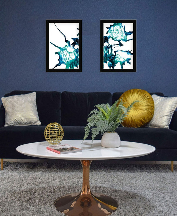HomeRoots Set of Two Framed Abstract Ocean Art Prints - Modern Coastal Décor for Living Spaces and Offices 568613