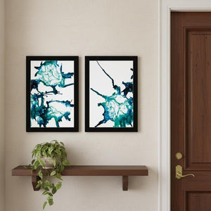 HomeRoots Set of Two Framed Abstract Ocean Art Prints - Modern Coastal Décor for Living Spaces and Offices 568613