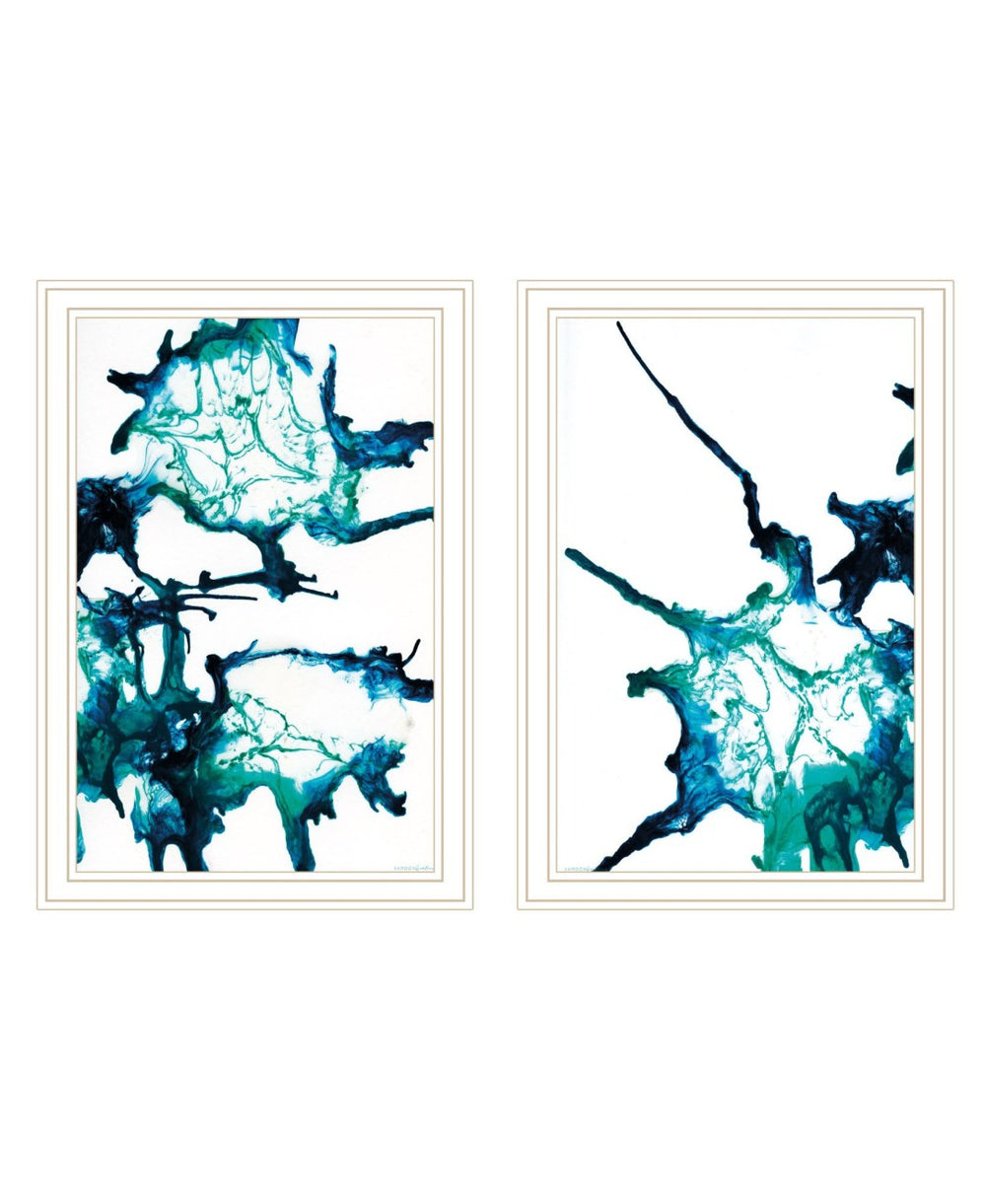 HomeRoots Set of Two Modern Abstract Ocean Prints in White Frames - Perfect Coastal Wall Art for Any Space 568615