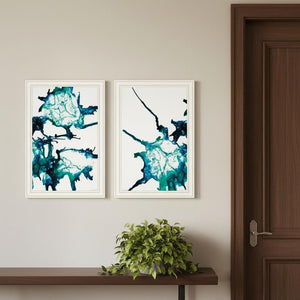 HomeRoots Set of Two Modern Abstract Ocean Prints in White Frames - Perfect Coastal Wall Art for Any Space 568615