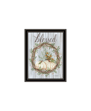 HomeRoots Set of Two Modern Thankful and Blessed Fall Wall Art Prints in Sleek Black Frames for Home Decor 568616