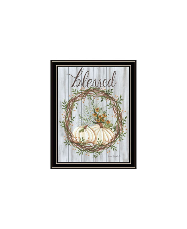 HomeRoots Set of Two Modern Thankful and Blessed Fall Wall Art Prints in Sleek Black Frames for Home Decor 568616