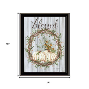 HomeRoots Set of Two Modern Thankful and Blessed Fall Wall Art Prints in Sleek Black Frames for Home Decor 568616