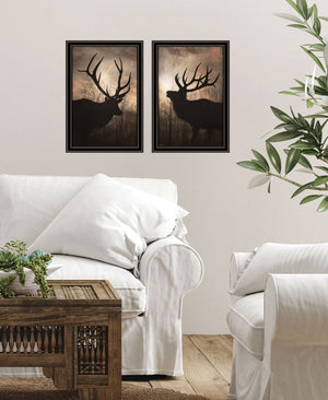 HomeRoots Set of Two Elk at Sunrise Framed Wall Art - Stunning Nature Prints for Your Home Décor Collection 568620