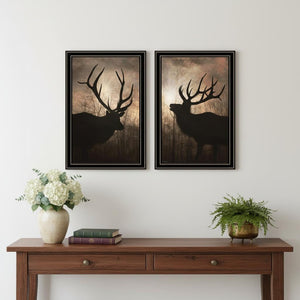 HomeRoots Set of Two Elk at Sunrise Framed Wall Art - Stunning Nature Prints for Your Home Décor Collection 568620